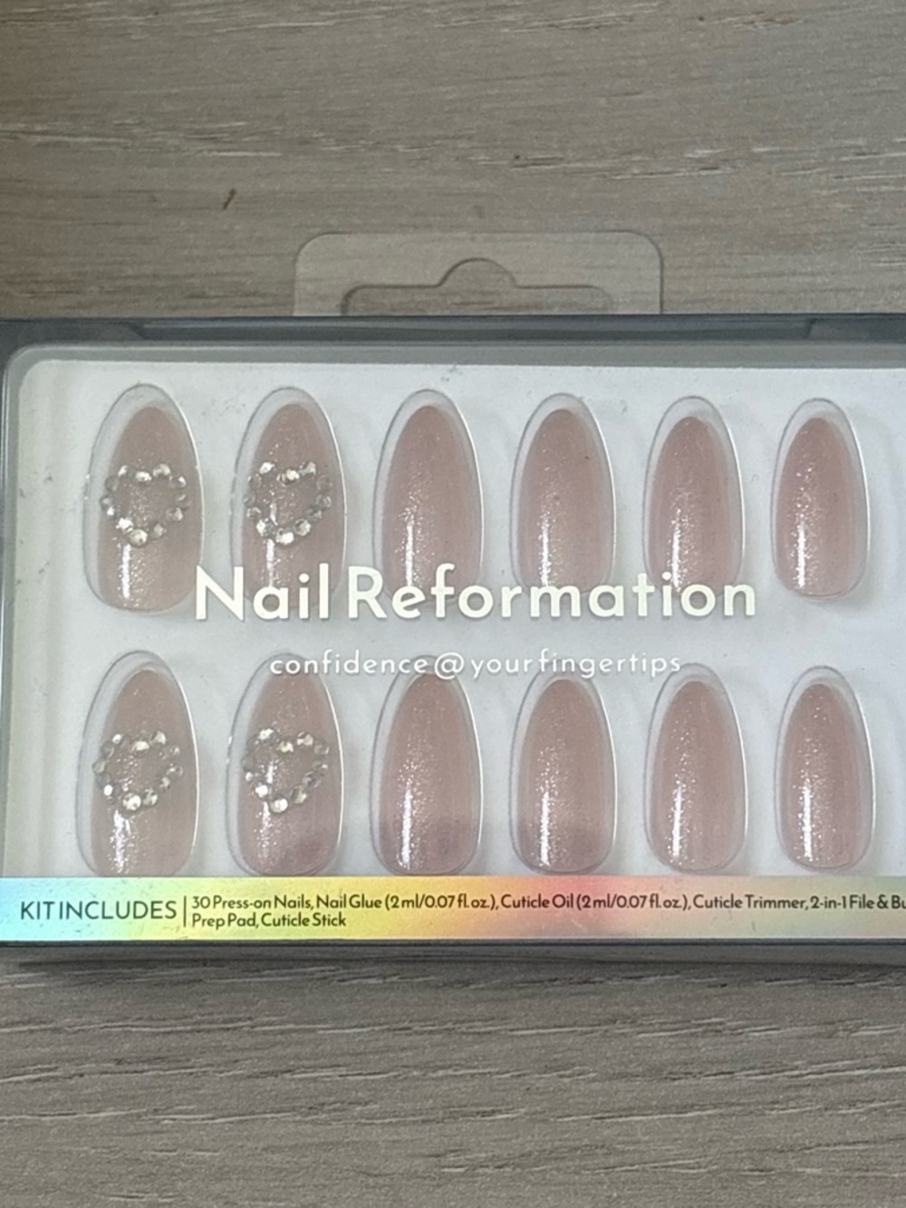 Nail Reformation Nude Pink Press-On Nails with Rhinestones